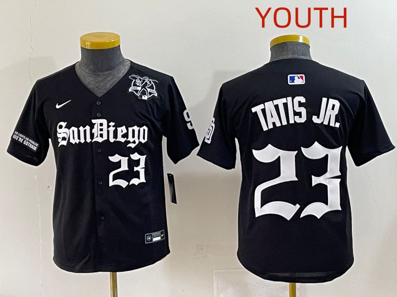 Youth 2025 San Diego Padres #23 Tatis jr Black Five generations Joint Name Nike MLB Jersey style 11